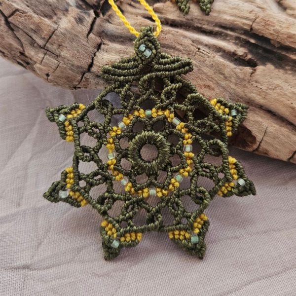 Collier Mandala kaki et jaune